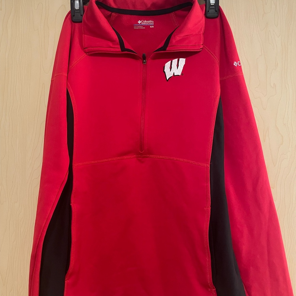 Columbia Red and Black Pullover with Wisconsin Badger logo